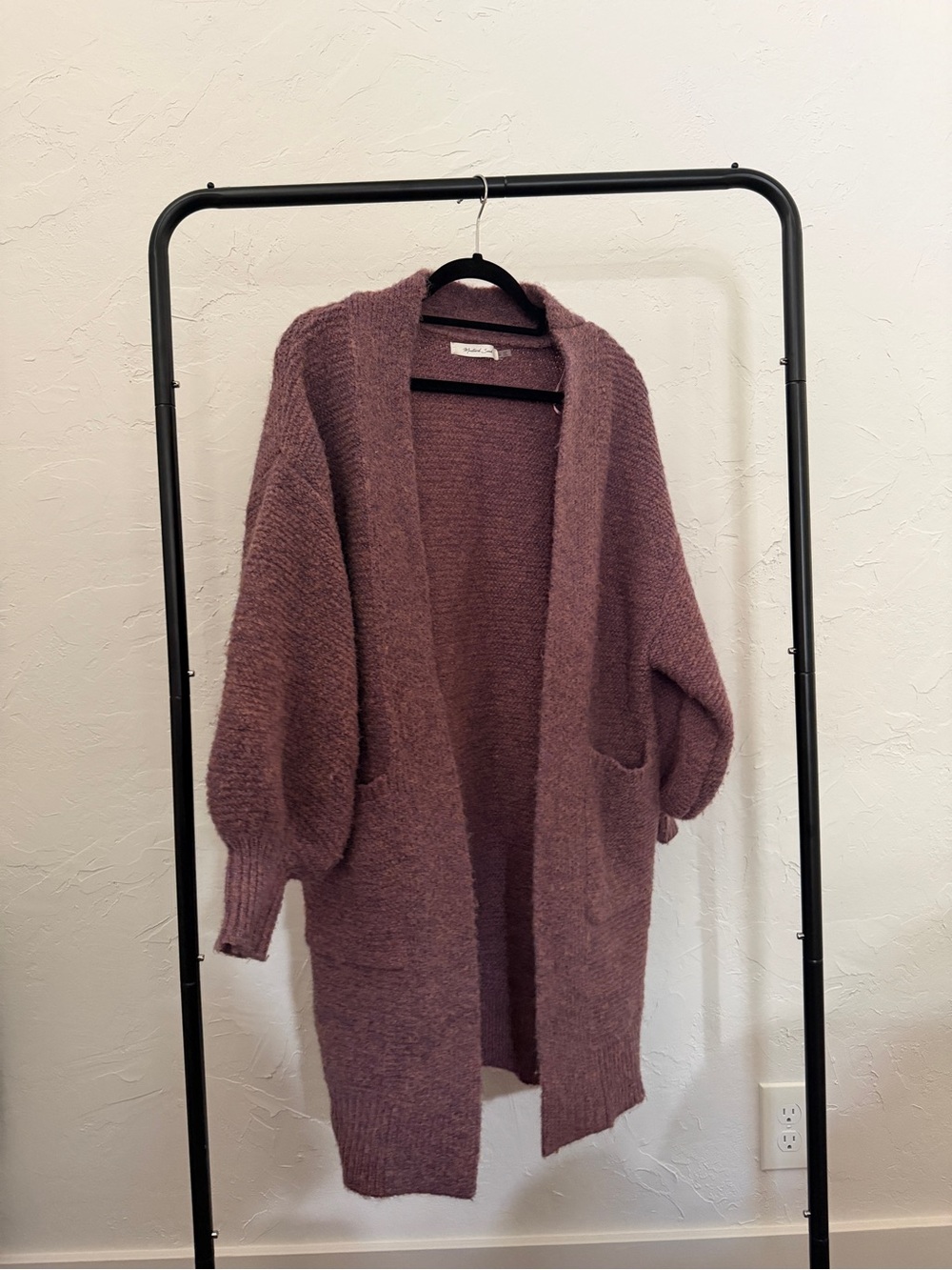 Cozy Open-Front Wool Blend Women's Cardigan Sweater - Dusty Mauve